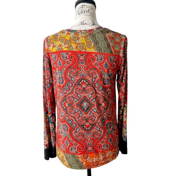 Johnny Was Moa Favorite Top Boho Long Sleeve Bamboo Floral Patchwork Size XS - Picture 4 of 9